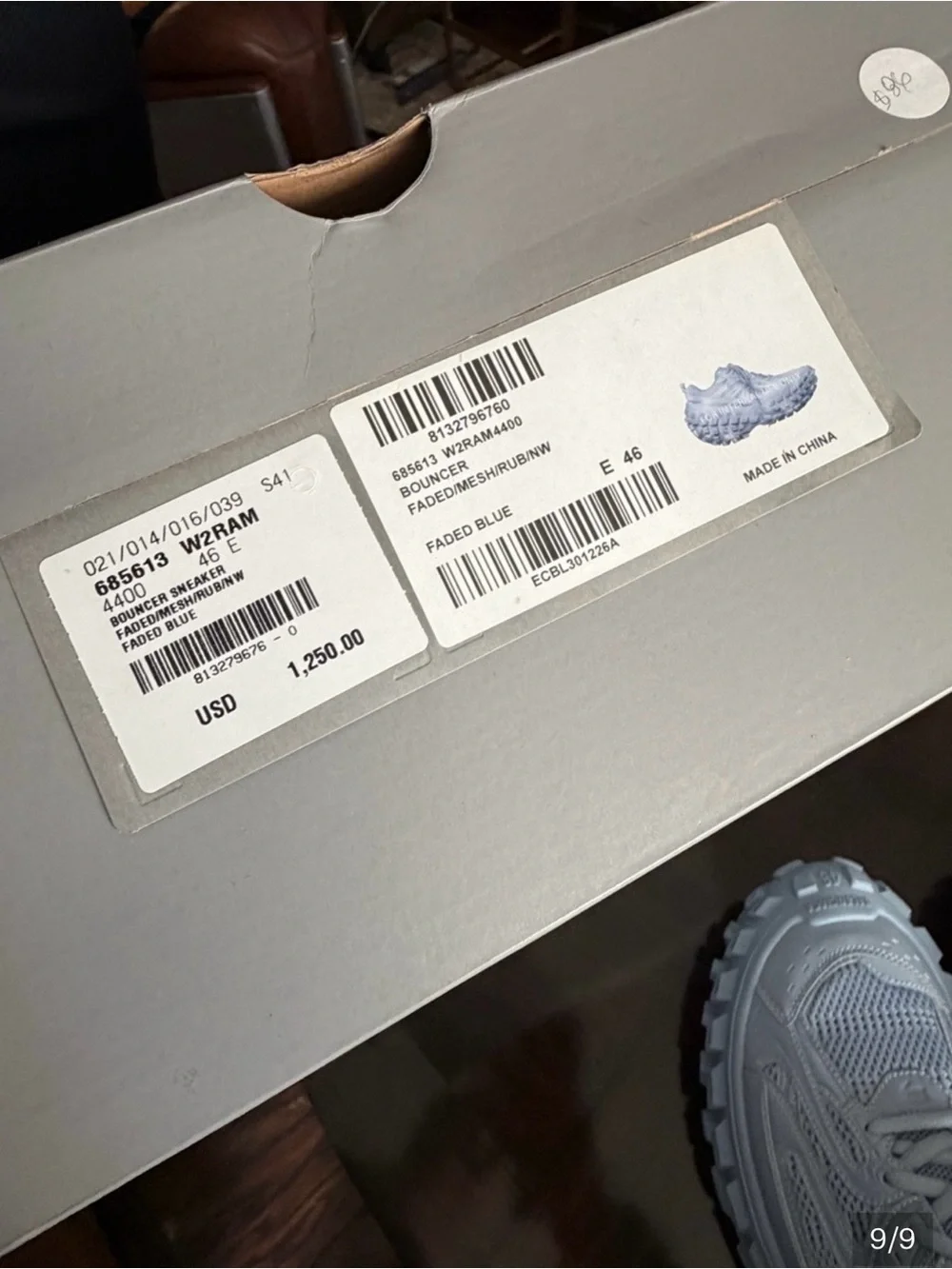 Balenciaga Men's Defender Sneaker Light Blue size 46/13